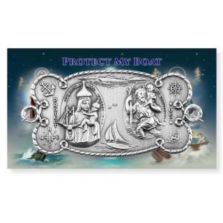 Our Lady of Good Voyage & Saint Christopher Pewter "Protect My Boat" Plaque
