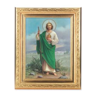 Saint Jude Framed Artwork - 8 1/4" x 10 1/4" Gold Ornate Frame with a 6" x 8" Print