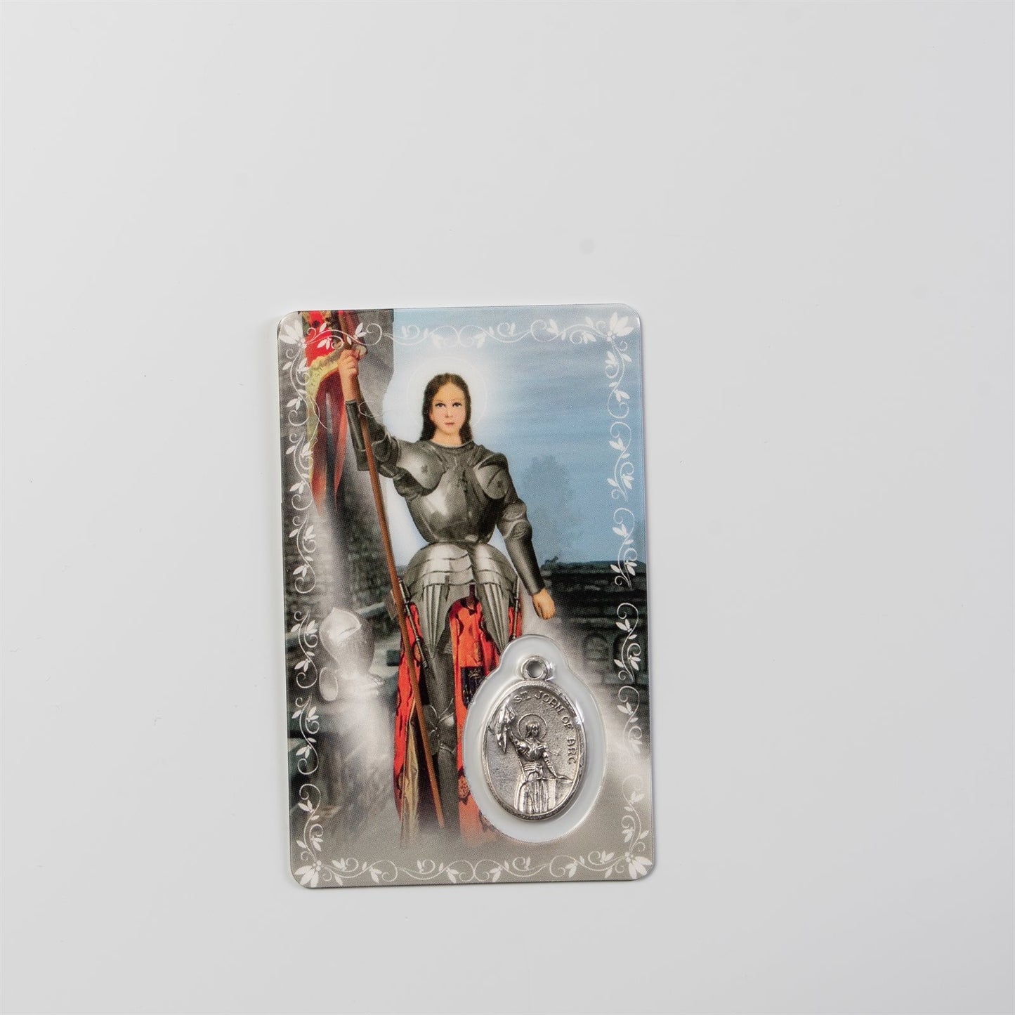 St. Joan of Arc Prayer Card with Medal