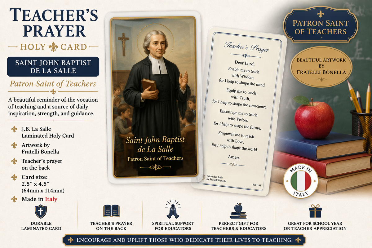 Teacher's Prayer – Saint John Baptist de La Salle Laminated Holy Card