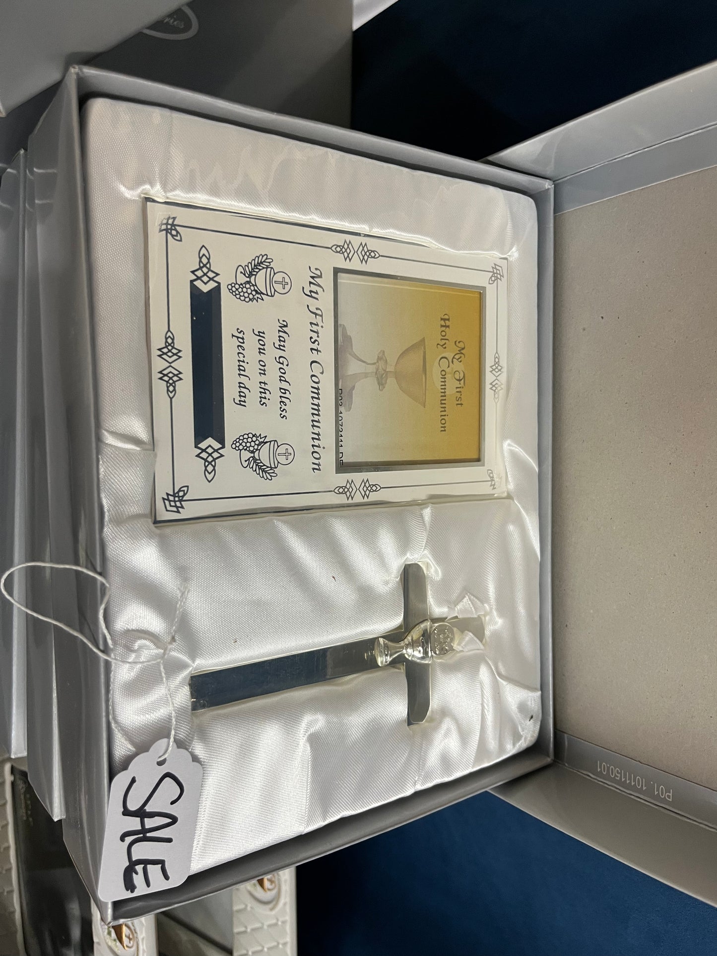 First Holy Communion Silver Engravable Plaque and Cross Set
