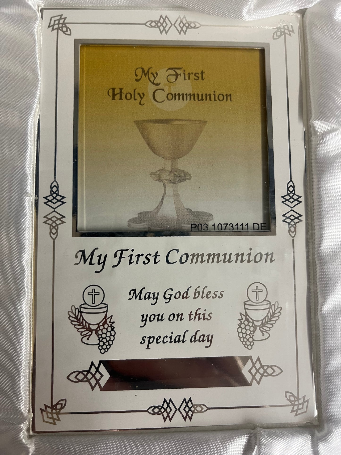 First Holy Communion Silver Engravable Plaque and Cross Set