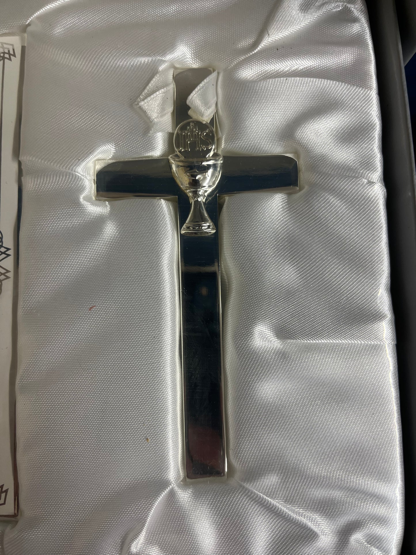 First Holy Communion Silver Engravable Plaque and Cross Set