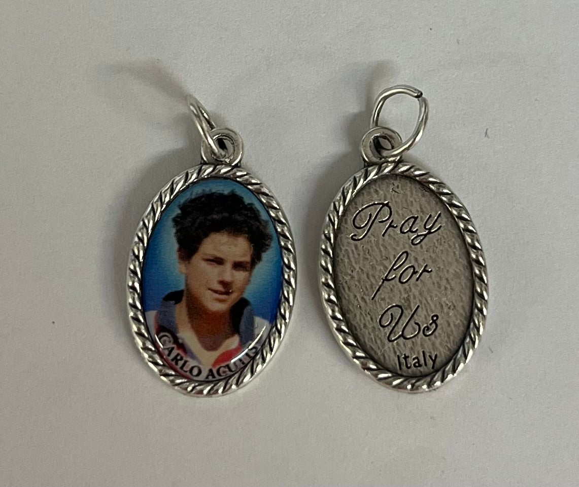 Carlo Acutis 3/4" Oval Medal with Bright Colored Picture