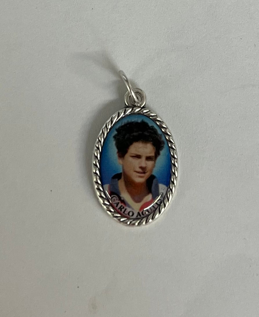 Carlo Acutis 3/4" Oval Medal with Bright Colored Picture