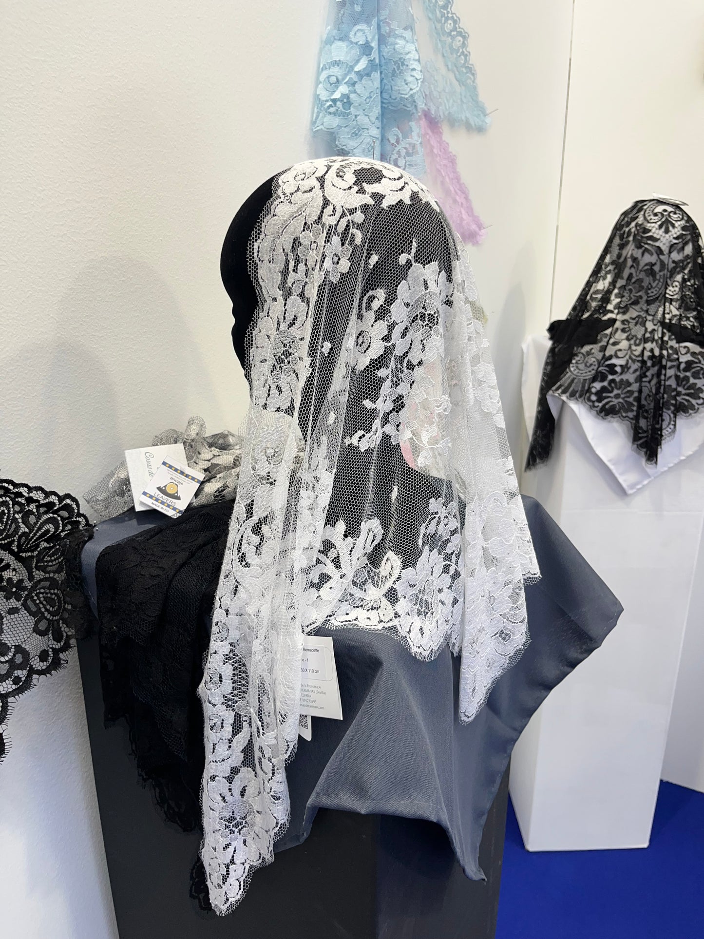 Black Medallion Mass Veil - Handcrafted in France