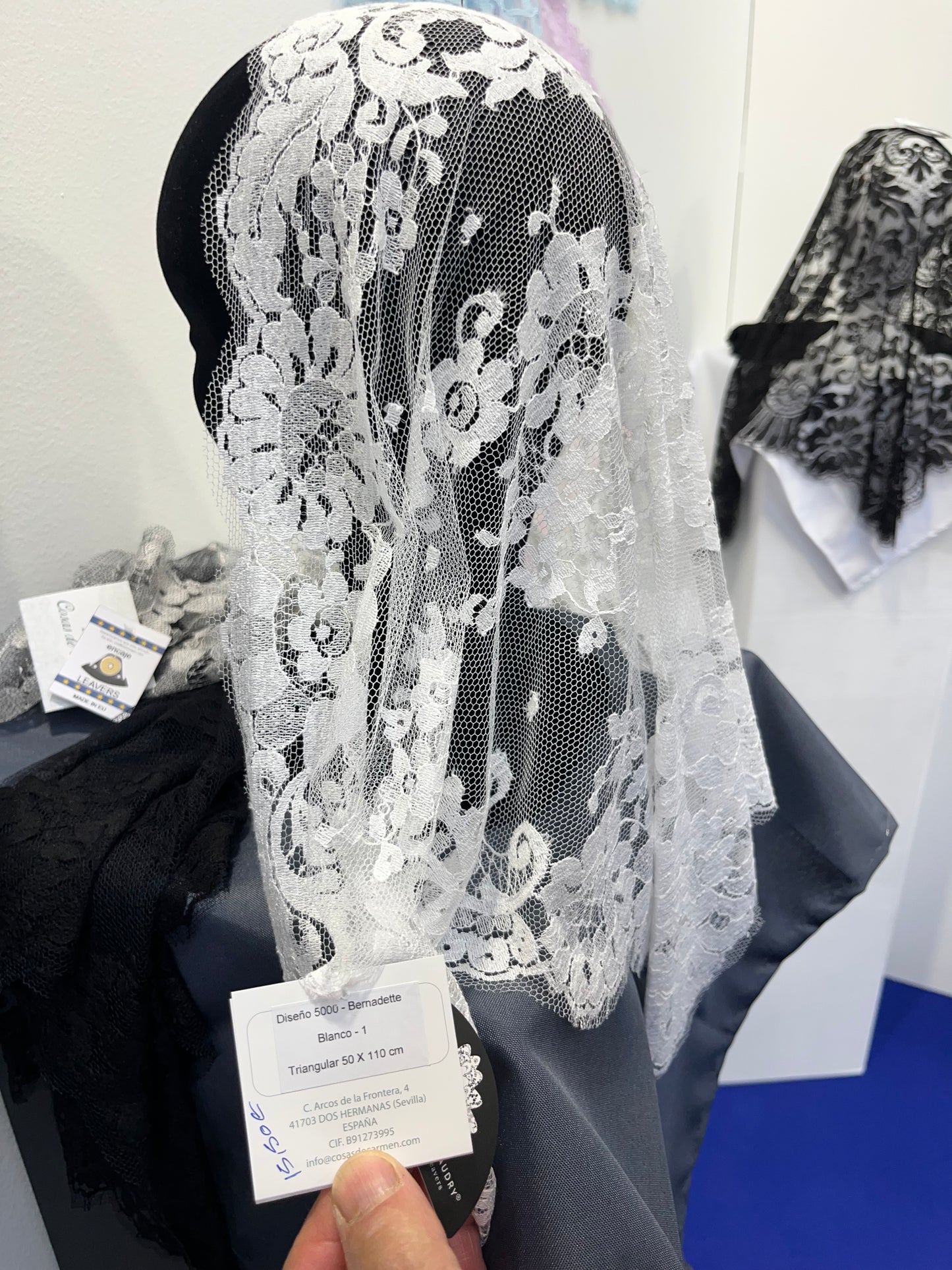 Black Medallion Mass Veil - Handcrafted in France