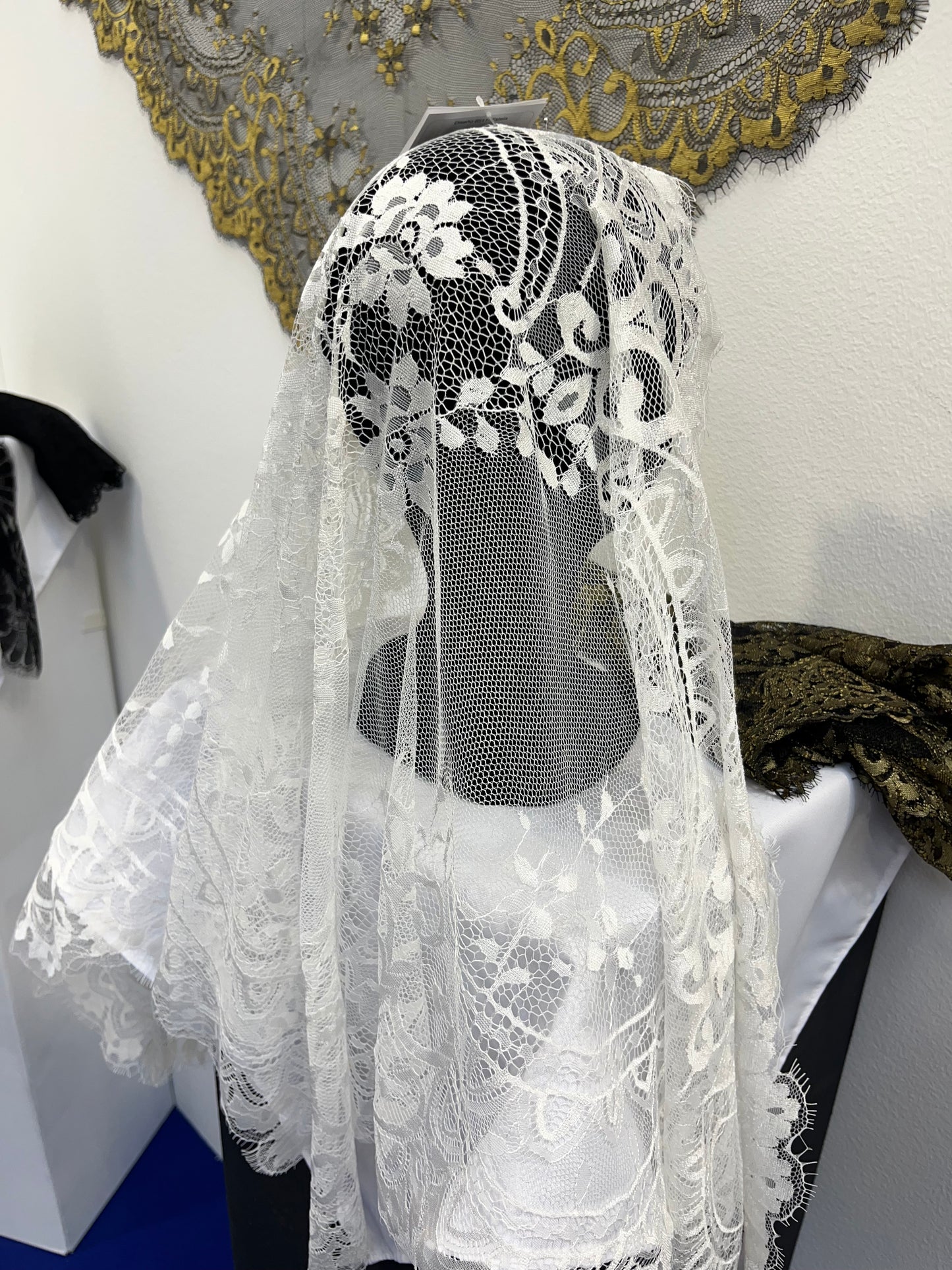 Black Medallion Mass Veil - Handcrafted in France