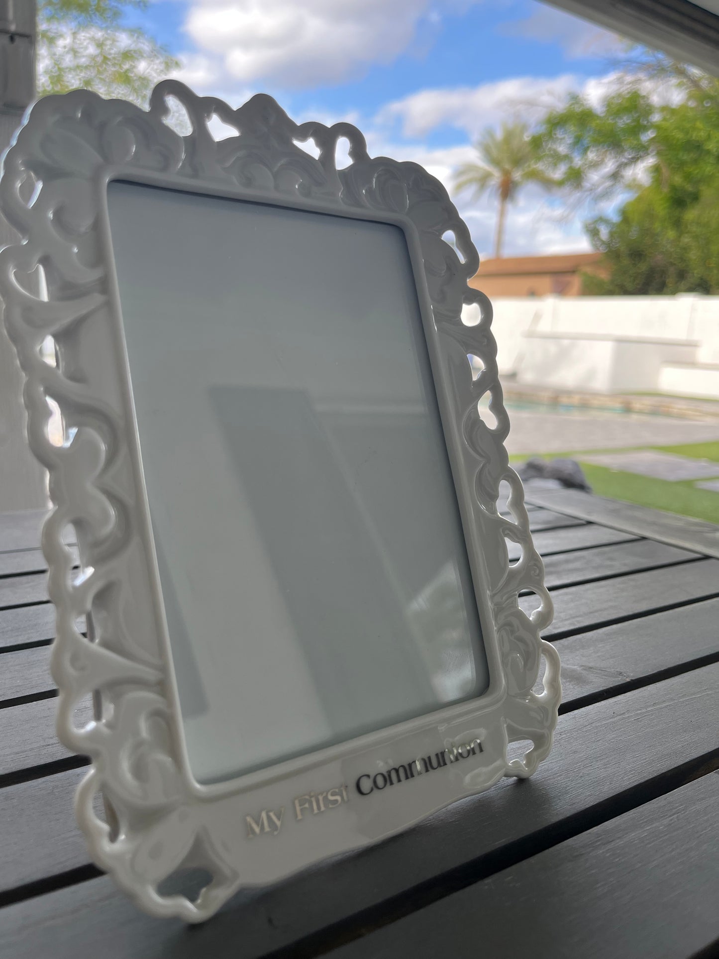 First Communion Porcelain Picture Frame, "My First Communion"