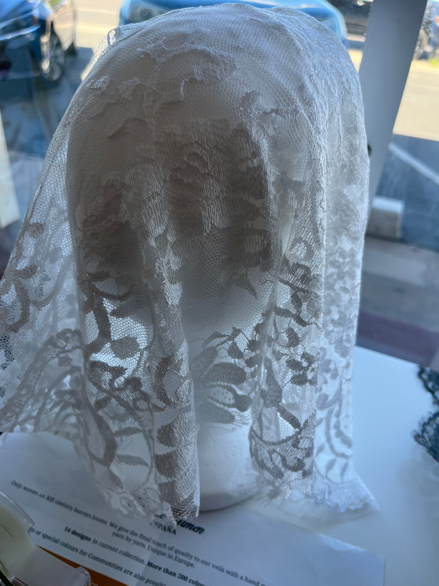 Black Medallion Mass Veil - Handcrafted in France