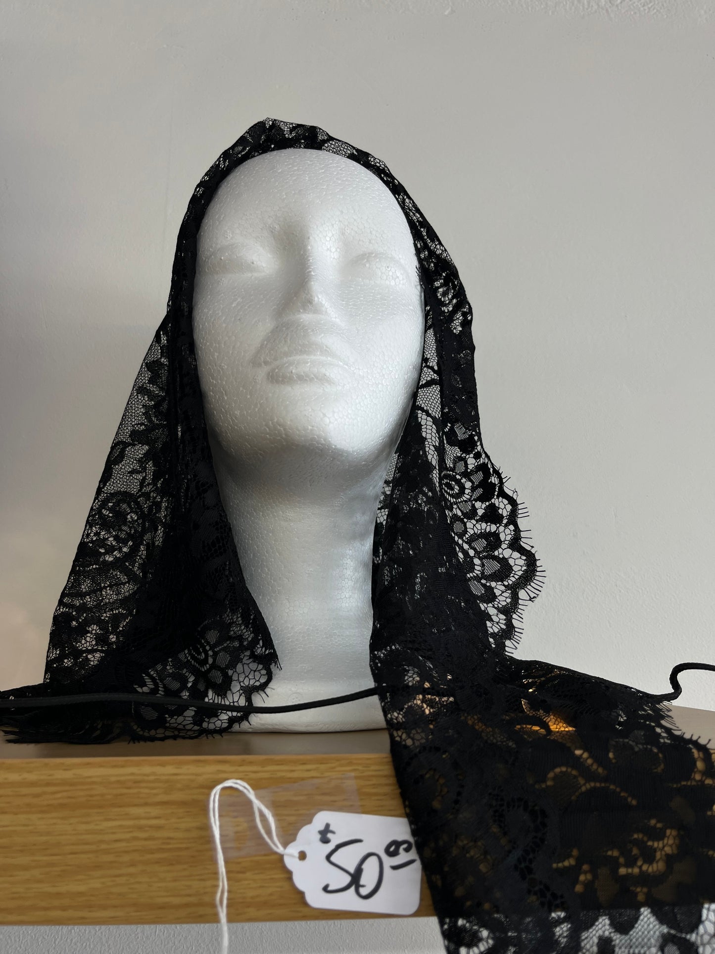 Black Medallion Mass Veil - Handcrafted in France