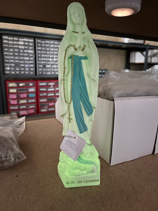 11 3/4" Luminous Our Lady of Lourdes Statue, (Glows In The Dark!), Direct from Lourdes