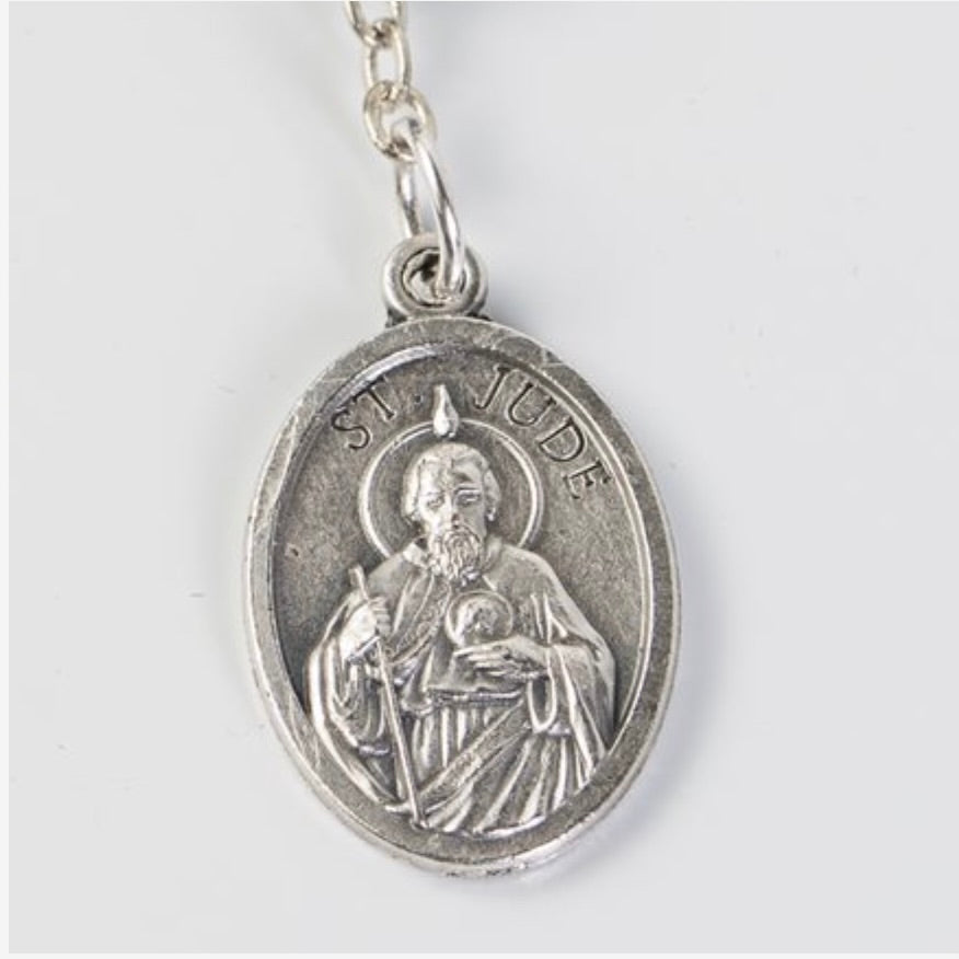 St. Jude Rosary Chaplet with Green Marbled Beads