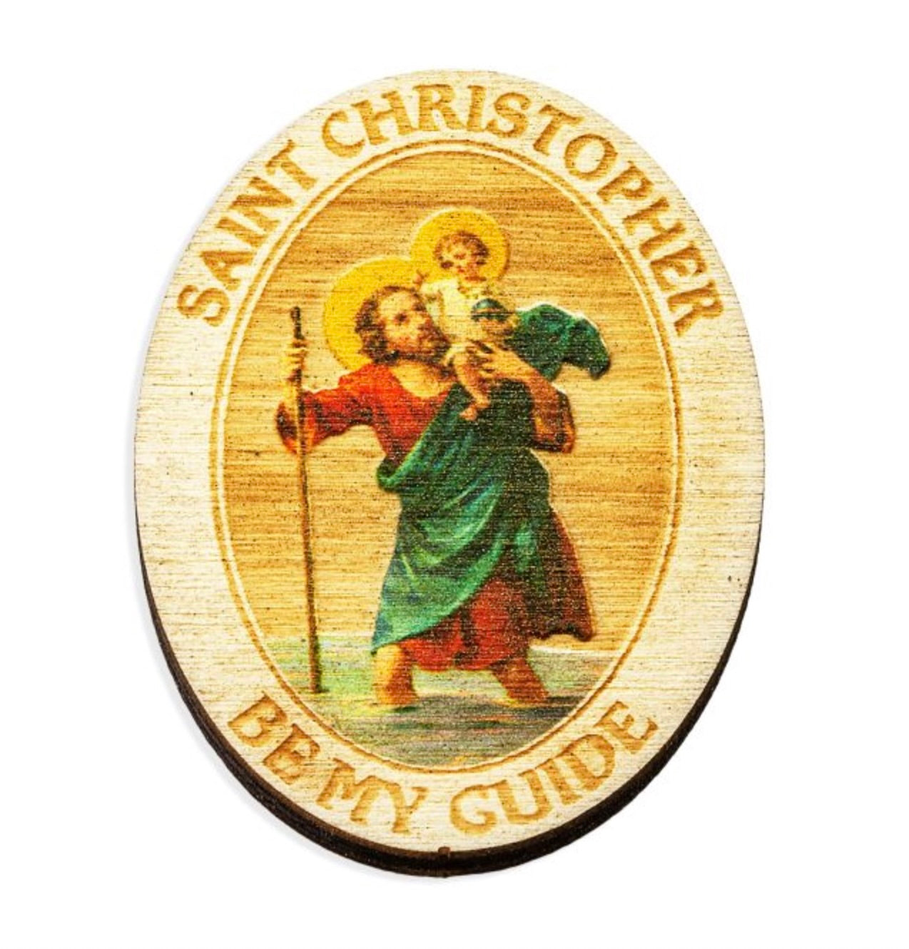 Saint Christopher Wooden Auto Plaque