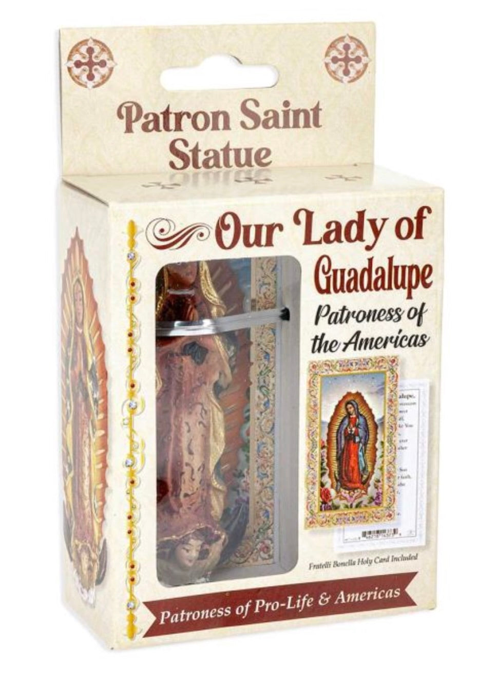 4" Our Lady of Guadalupe Statue – Cold Cast Resin, Hand-Painted, in Deluxe Window Box