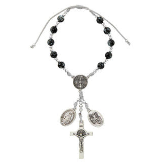 St. Benedict Marbled Auto Rosary
