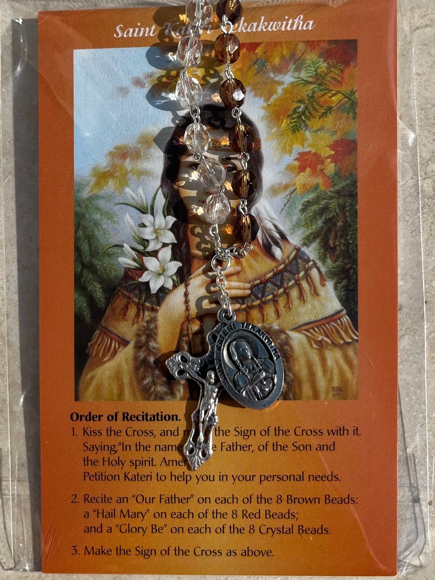 St. Kateri Tekakwitha Rosary Chaplet with Prayer Card