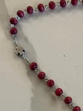 Rose Petal Rosary with Holy Family Center and Silver Cross