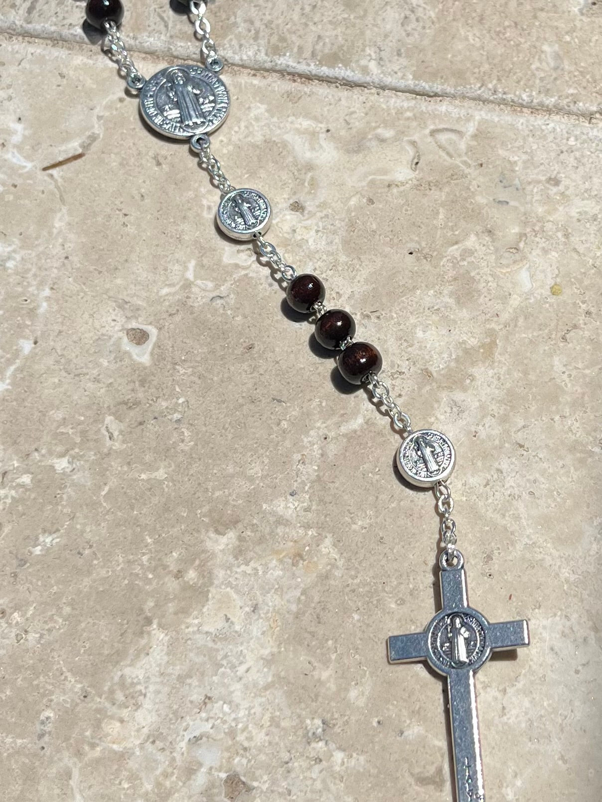 St. Benedict Rosary Brown Wood