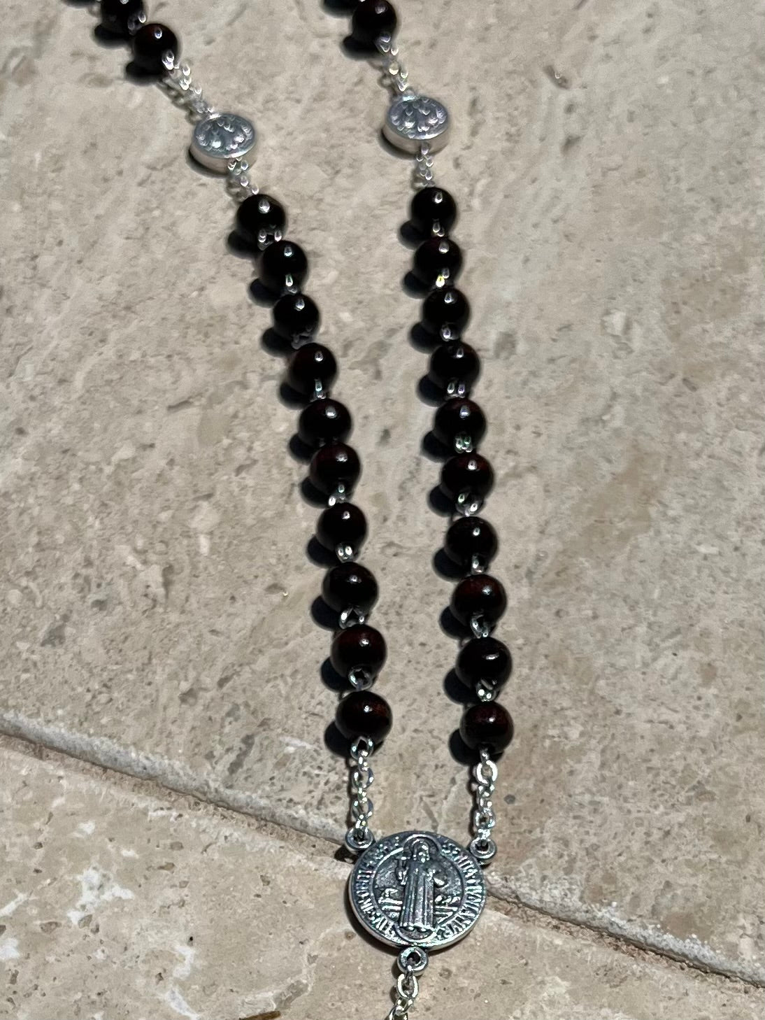 St. Benedict Rosary Brown Wood
