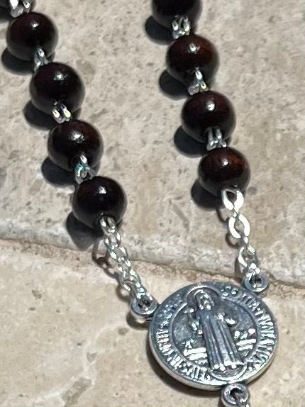 St. Benedict Rosary Brown Wood