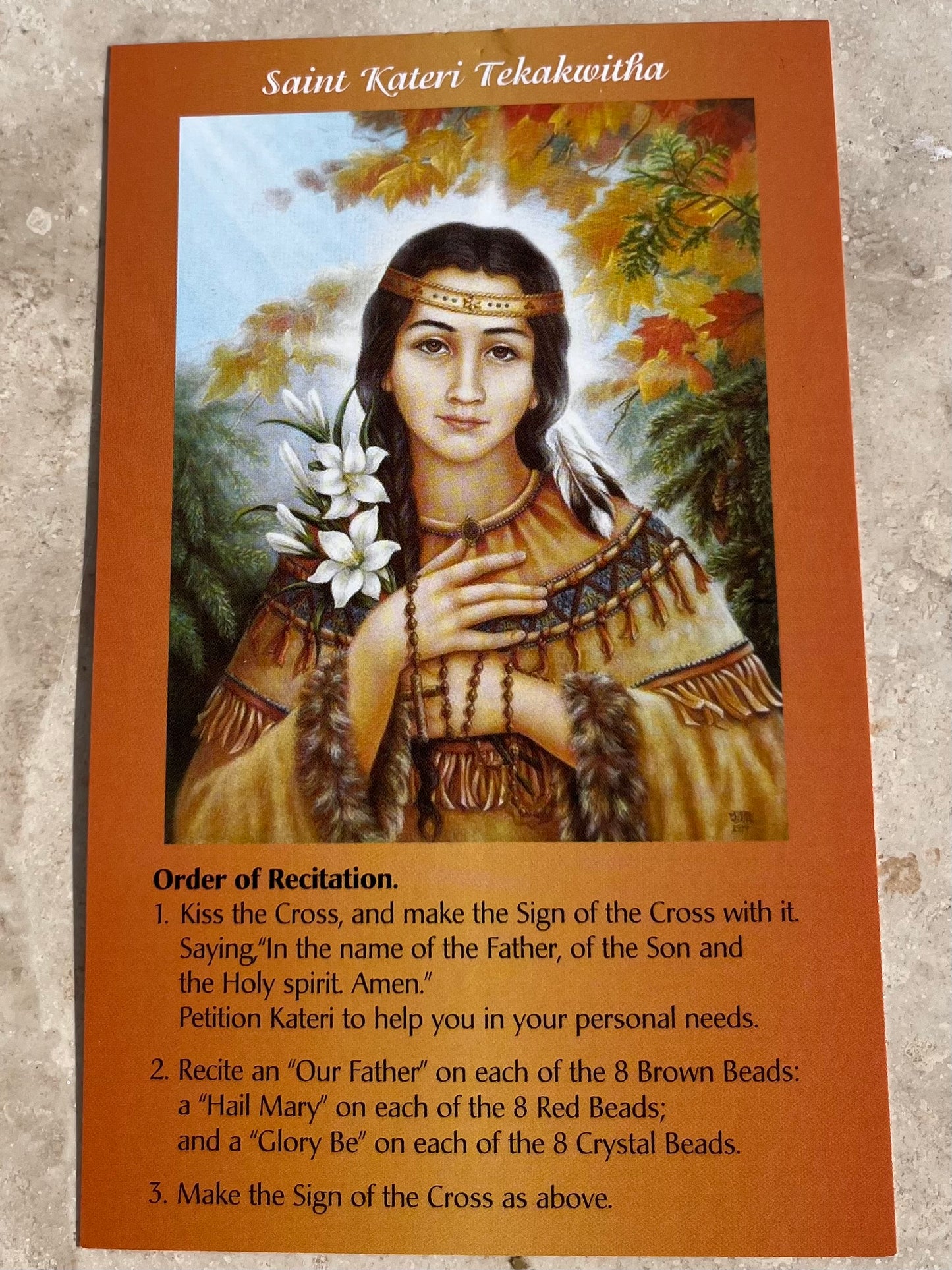 St. Kateri Tekakwitha Rosary Chaplet with Prayer Card