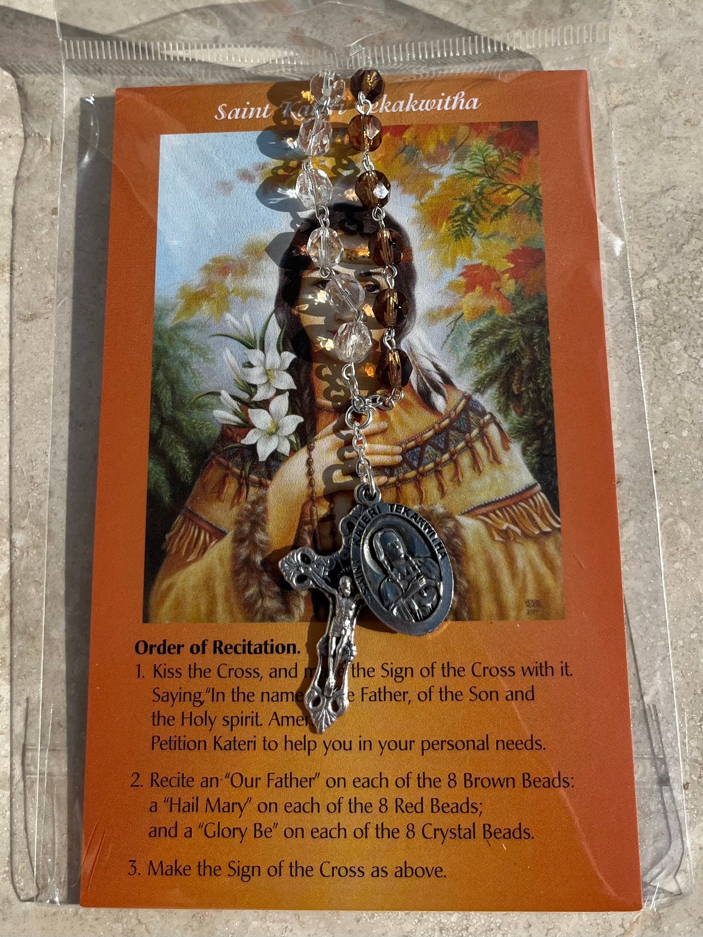 St. Kateri Tekakwitha Rosary Chaplet with Prayer Card