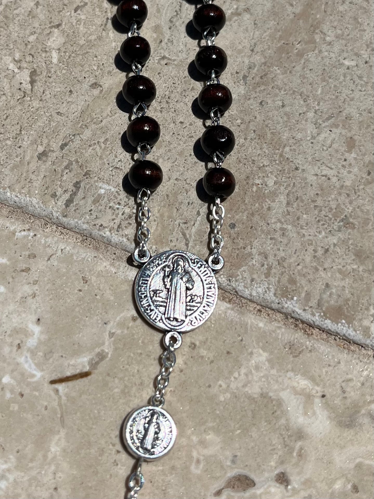 St. Benedict Rosary Brown Wood