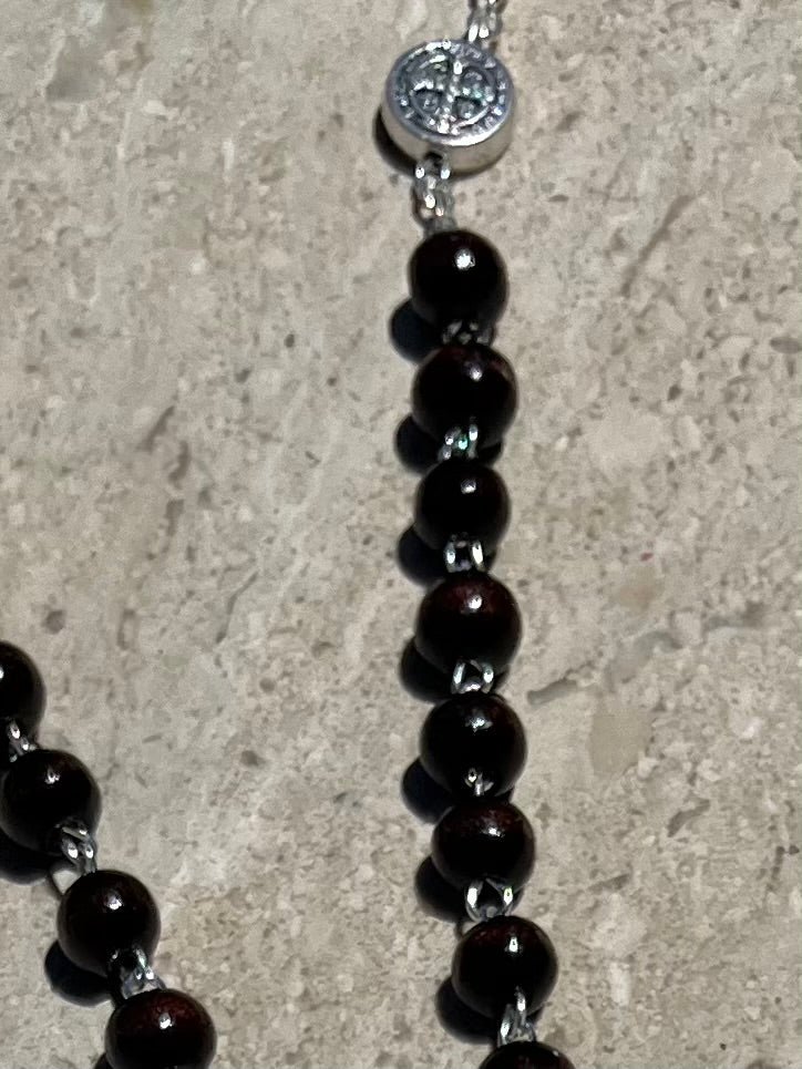 St. Benedict Rosary Brown Wood