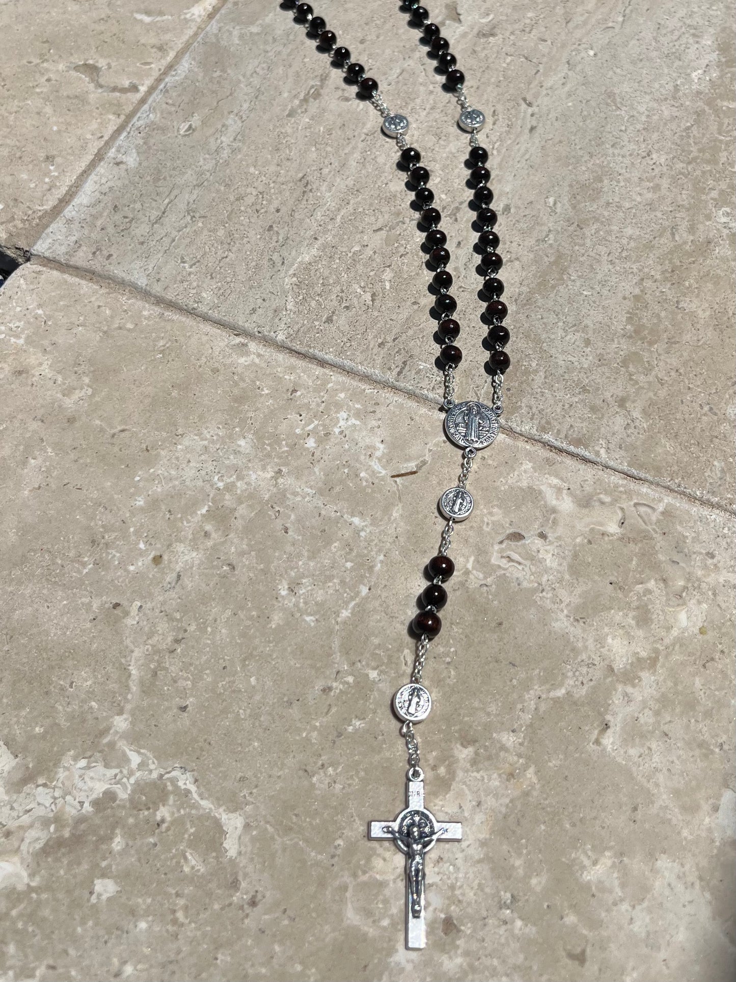 St. Benedict Rosary Brown Wood