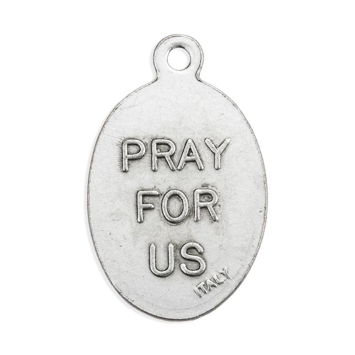 1" Oval Oxidized Saint John Evangelist Pray for Us Medal