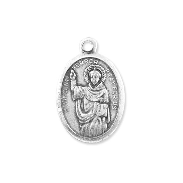 1" Oval Oxidized Saint Vincent Ferrer Medal
