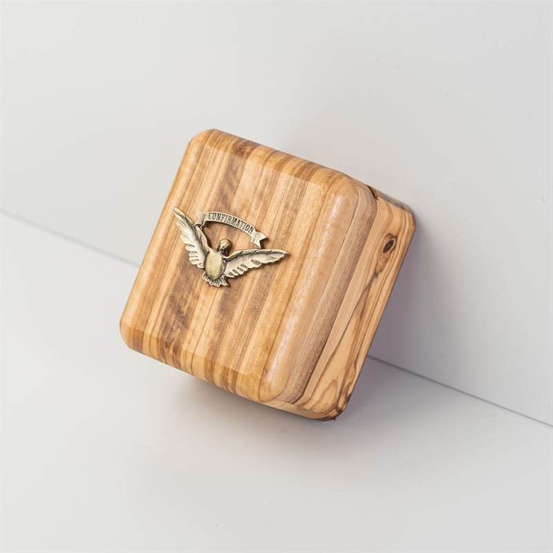Confirmation Rosary Box with Rosary Made of Olivewood