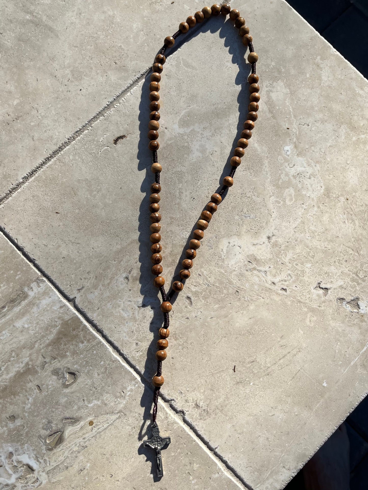 Bethlehem Olive Wood Corded Rosary - 3rd class Relic, touched to the tomb of Jesus