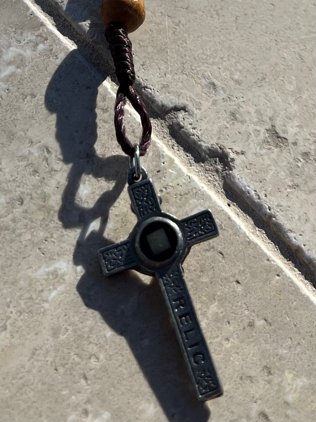 Bethlehem Olive Wood Corded Rosary - 3rd class Relic, touched to the tomb of Jesus