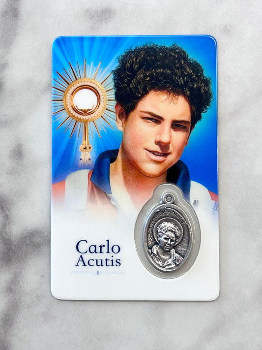 Carlo Acutis Prayer Card with Medal