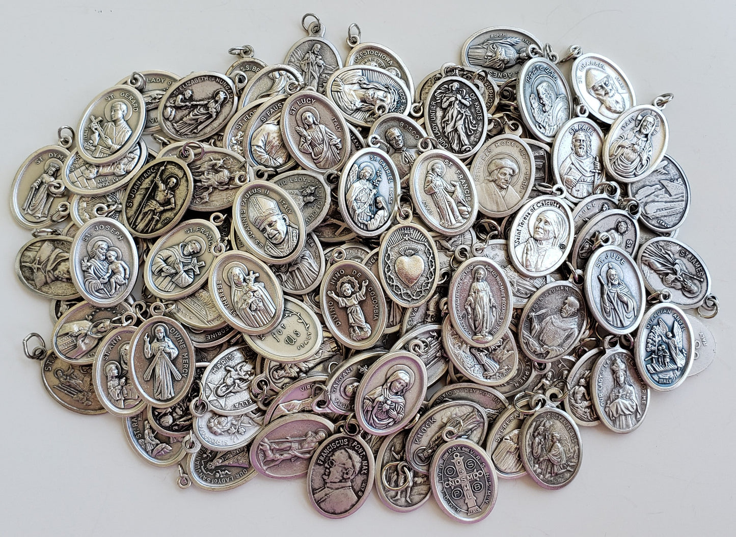 Bulk Lot of 140+ DIFFERENT Catholic Saint Medals. One Low Price of $99.00