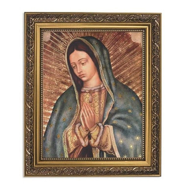 Our Lady of Guadalupe Bust Framed Print w/ Gold-Leaf Frame - 12 and 1/2 inches