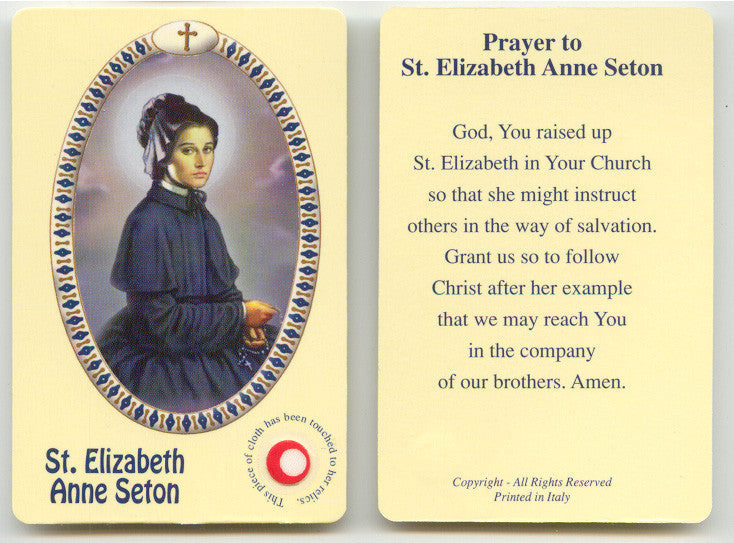 St. Elizabeth Ann Seton Relic Prayer Card – A Tribute to Faith and Service