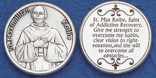 St. Maximilian Kolbe Italian Pocket Token – Patron Saint of Charity & Families