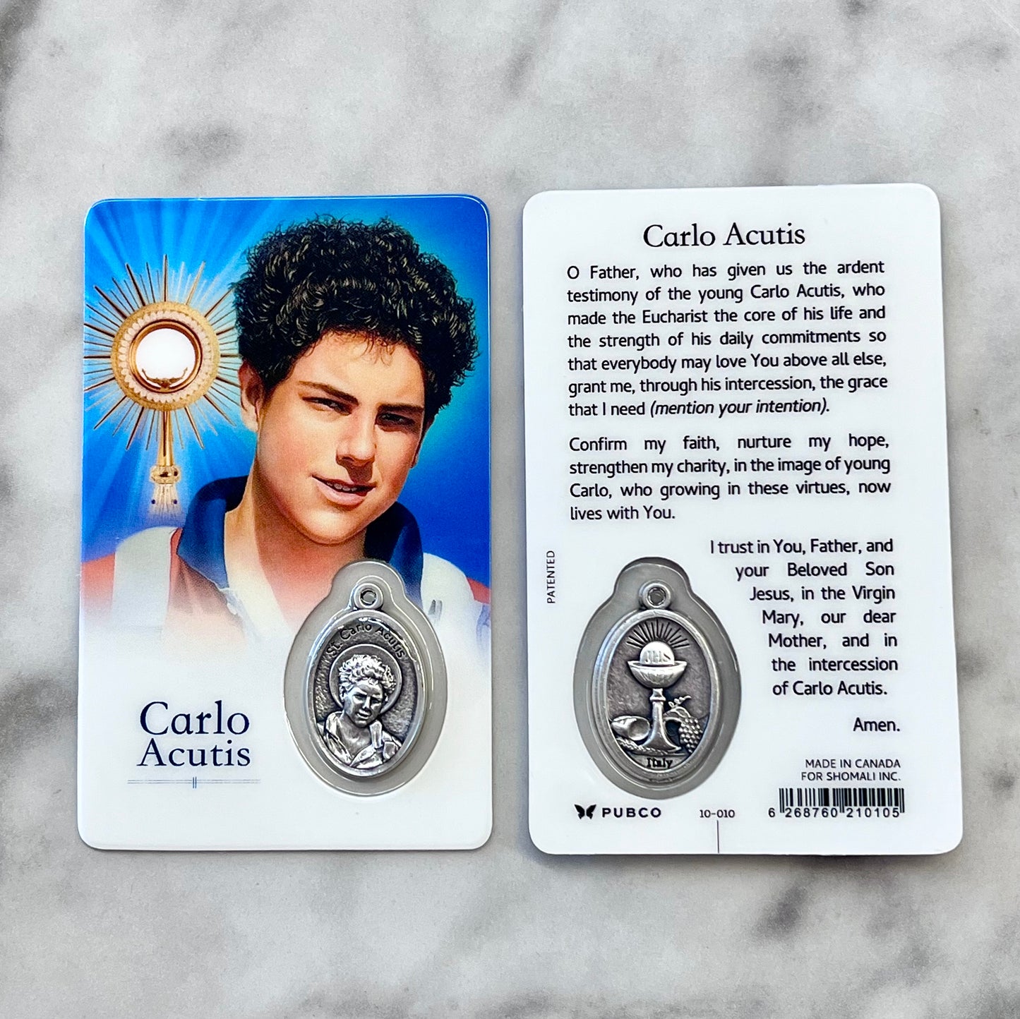 Carlo Acutis Prayer Card with Medal