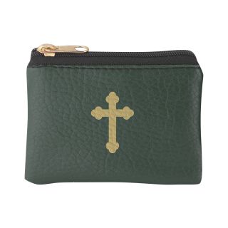 Emerald Green Calf-Grained Leatherette Rosary Pouch