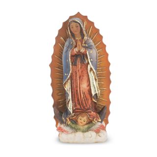 4" Our Lady of Guadalupe Statue – Cold Cast Resin, Hand-Painted, in Deluxe Window Box