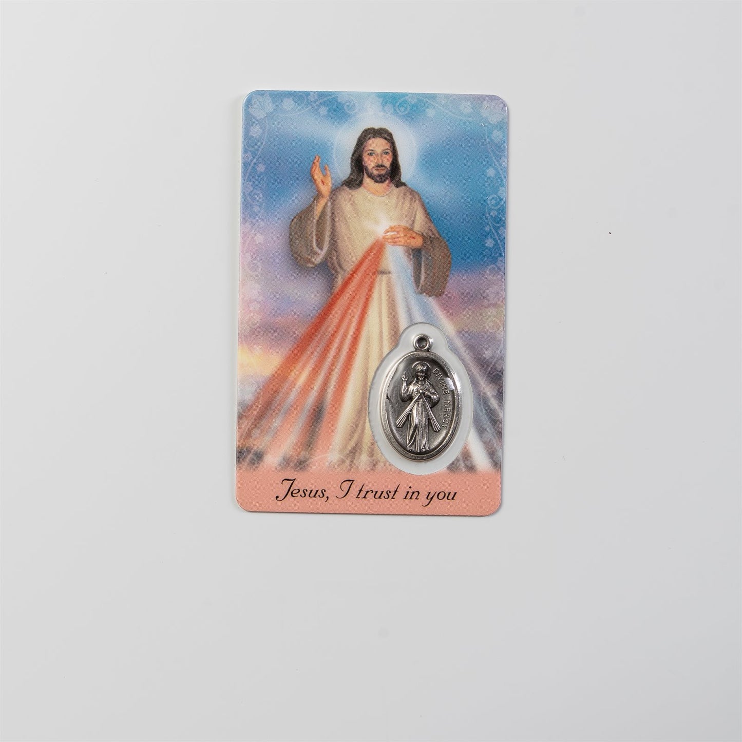 Divine Mercy Prayer Card with Medal