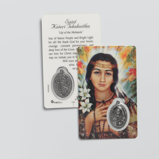 St. Kateri Tekakwitha Prayer Card and Medal