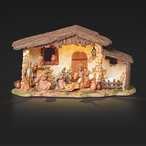 MUSICAL & LIGHTED NATIVITY STABLE - 5 inches tall