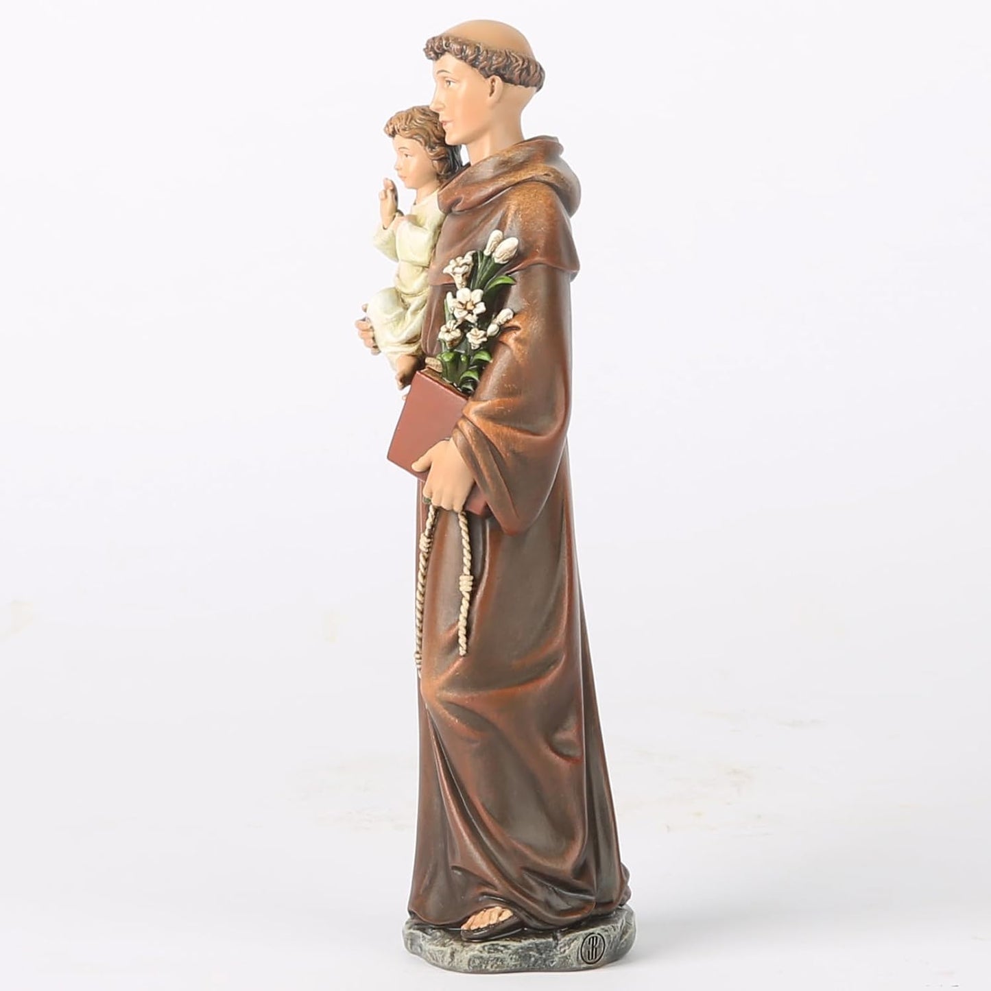 Handmade St. Anthony Statue – Holding the Child Jesus and Flowers - 6½" Tall