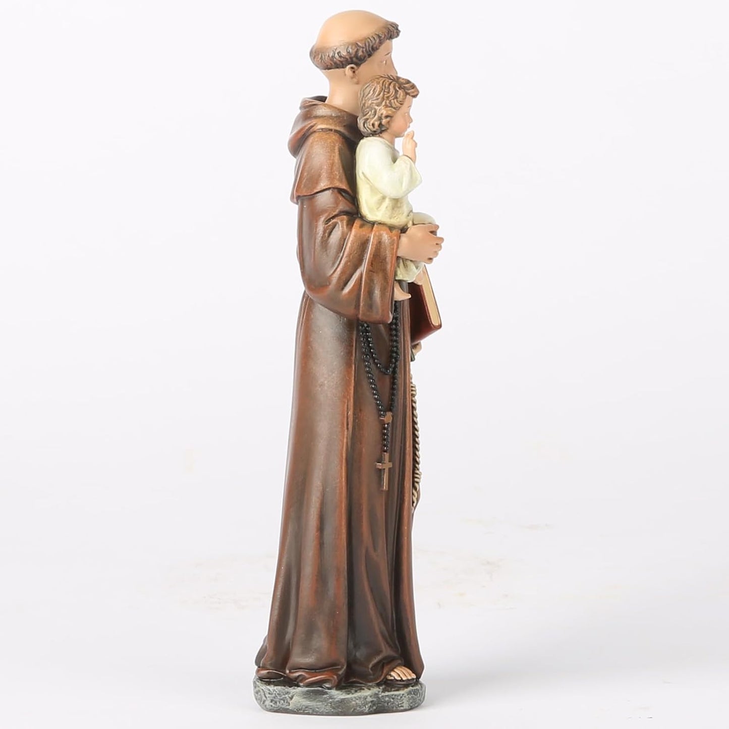 Handmade St. Anthony Statue – Holding the Child Jesus and Flowers - 6½" Tall