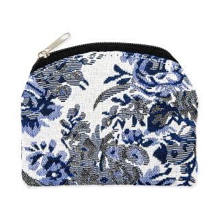 Blue and White Brocade Rosary Pouch