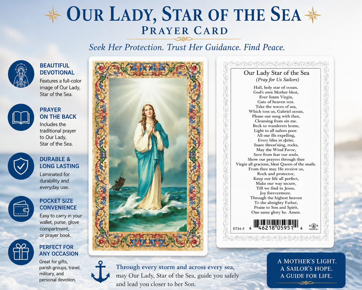 Our Lady Star of the Sea Prayer Card
